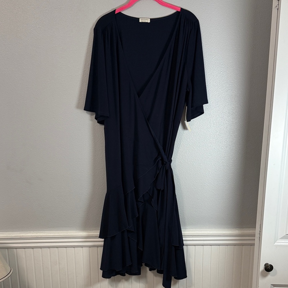 Kiyonna Whimsy Wrap Dress in Navy Size 1X NWT - Picture 3 of 8